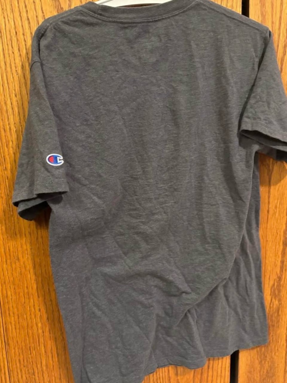 Champion Men's Charcoal Short Sleeve Tee with Sleeve Logo